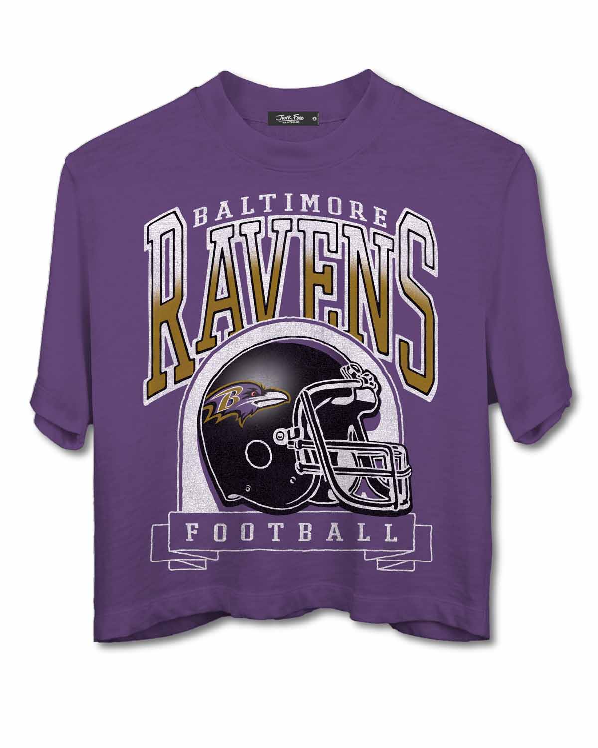 Baltimore Ravens Junk Food NFL  Women's Franchise Helmet Crop T-Shirt - Purple