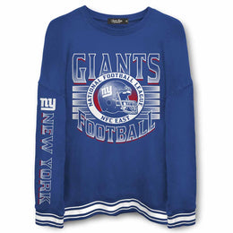 New York Giants NFL Men's Franchise Striped Rib Oversized Crewneck - Royal