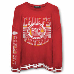 Kansas City Chiefs NFL Men's Franchise Striped Rib Oversized Crewneck - Red