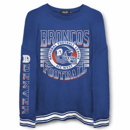 Denver Broncos NFL Men's Franchise Striped Rib Oversized Crewneck - Royal