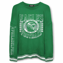Philadelphia Eagles NFL Men's Franchise Striped Rib Oversized Crewneck - Kelly Green
