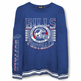 Buffalo Bills NFL Men's Franchise Striped Rib Oversized Crewneck - Royal