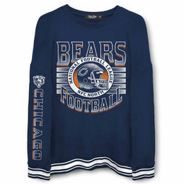 Chicago Bears NFL Men's Franchise Striped Rib Oversized Crewneck - Navy