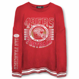 San Francisco 49ers NFL Men's Franchise Striped Rib Oversized Crewneck - Red