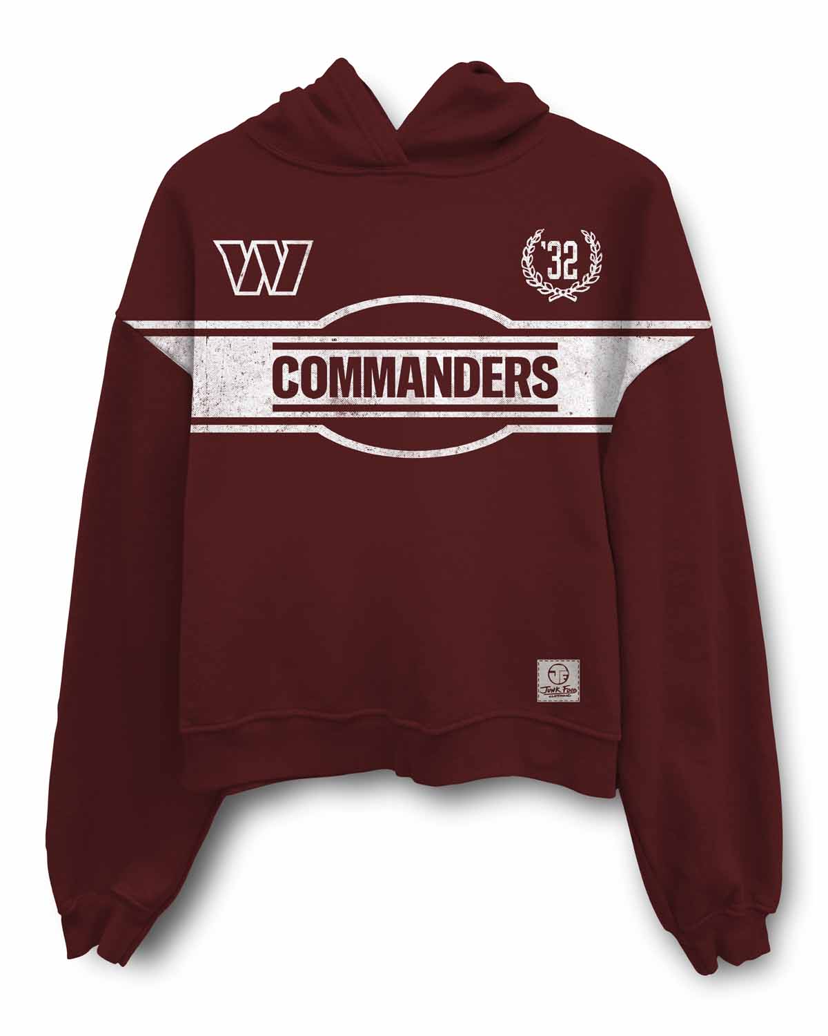 Washington Commanders Junk Food NFL  Women's Franchise Oversized Heritage Crop Hoodie - Burgundy