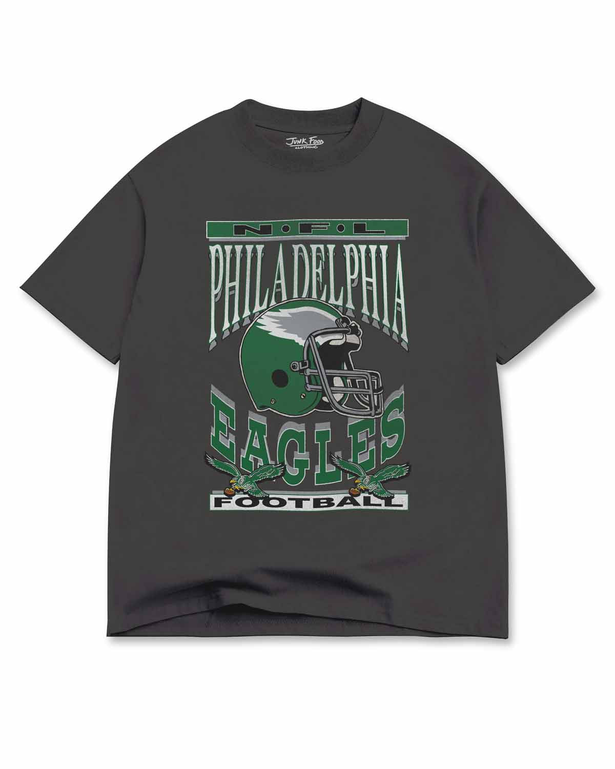 Philadelphia Eagles Junk Food NFL  Men's Franchise Oversized Enzyme Wash T-Shirt - Black