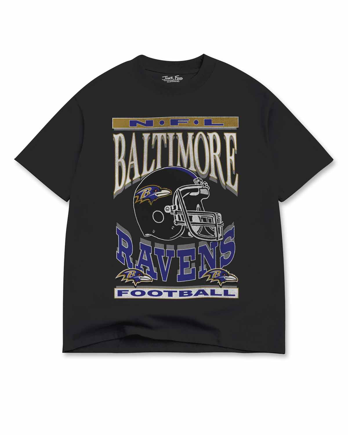 Baltimore Ravens Junk Food NFL  Men's Franchise Oversized Enzyme Wash T-Shirt - Black