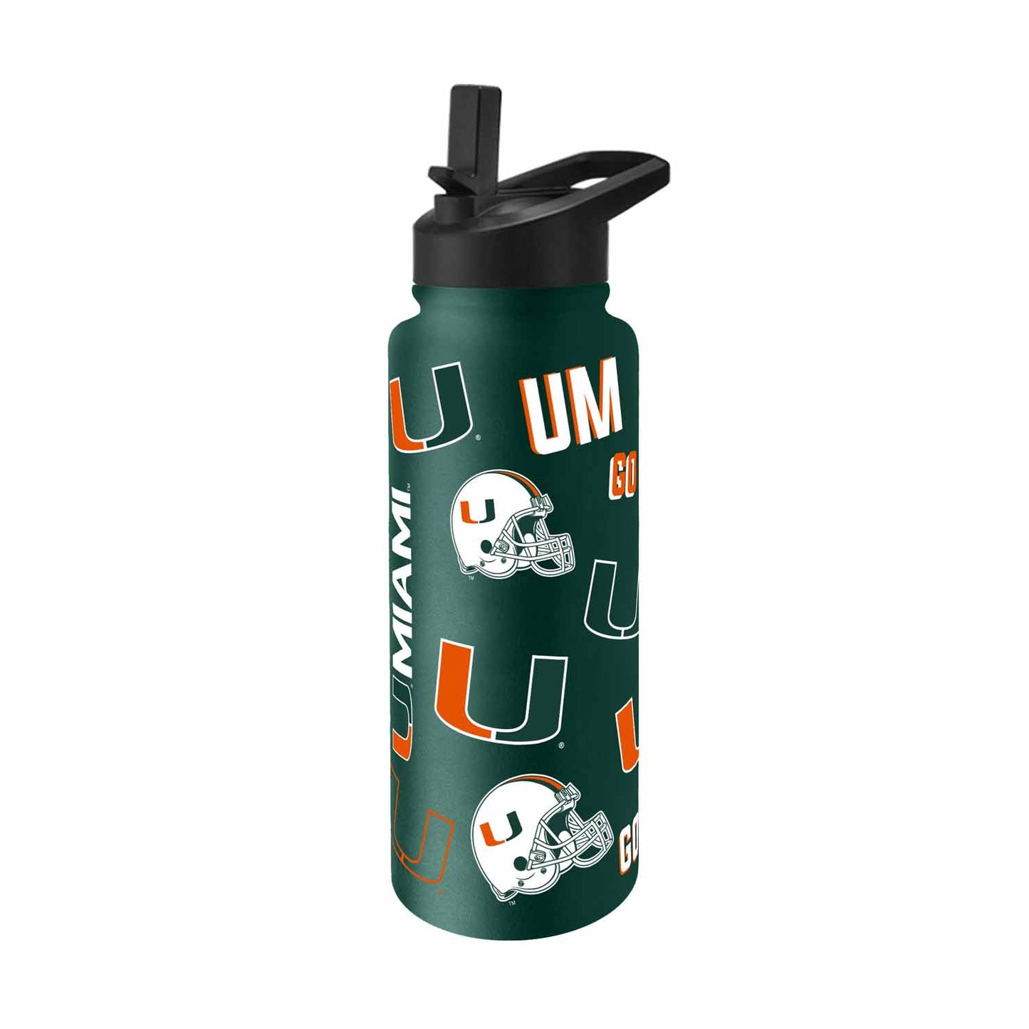 Miami Hurricanes NCAA 34oz Quencher Stainless Steel Insulated Water Bottle - Hunter Green