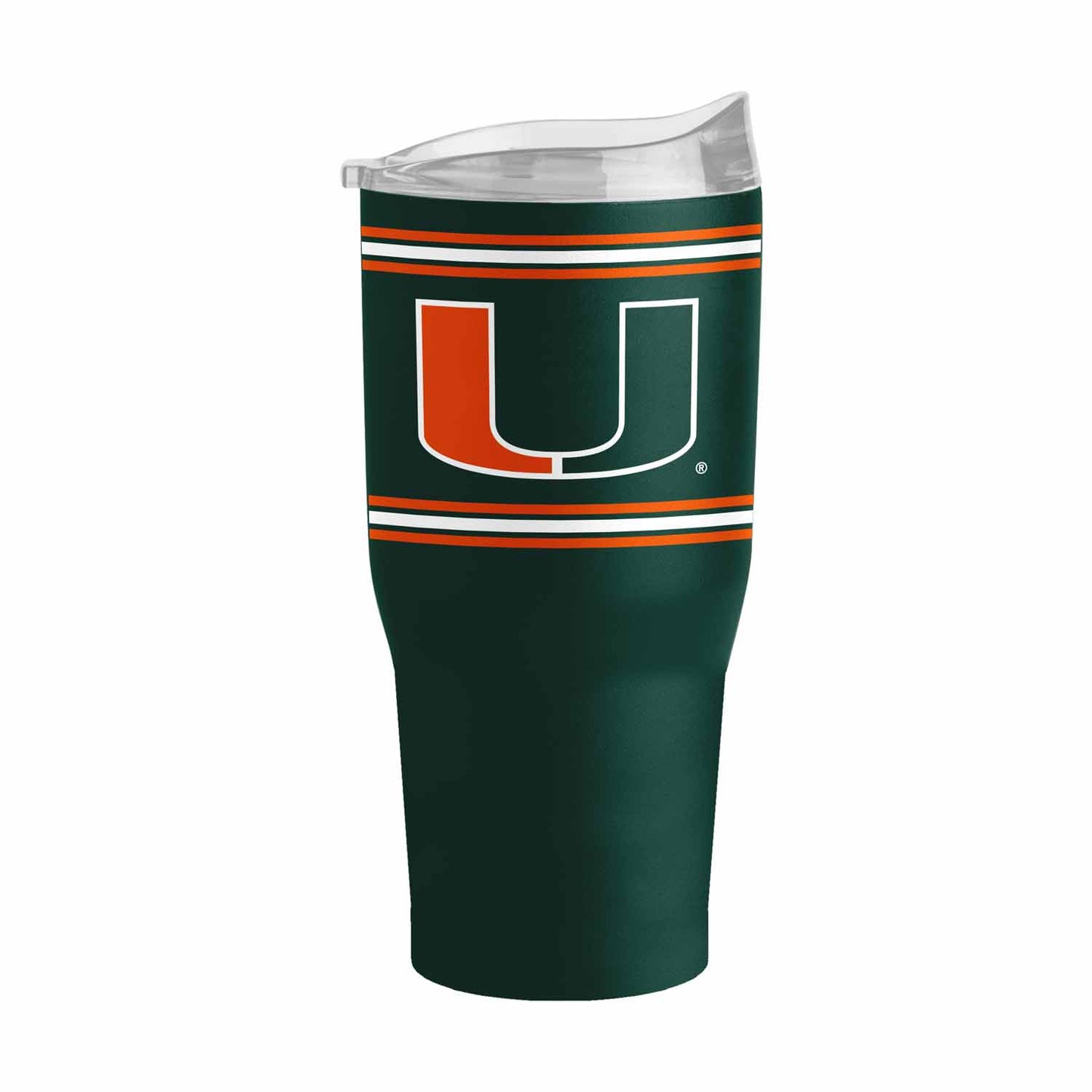 Miami Hurricanes  NCAA 30 oz Stripe Powder Coat Tumbler Vacuum Insulated - Hunter Green