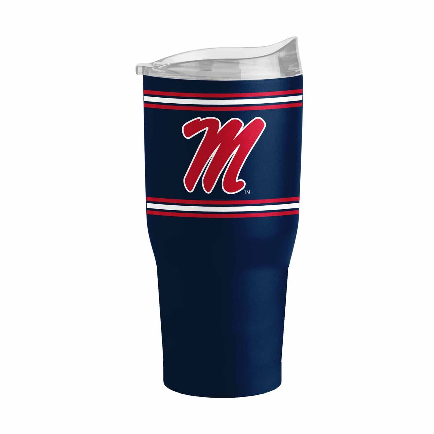 Ole Miss Rebels  NCAA 30 oz Stripe Powder Coat Tumbler Vacuum Insulated - Navy