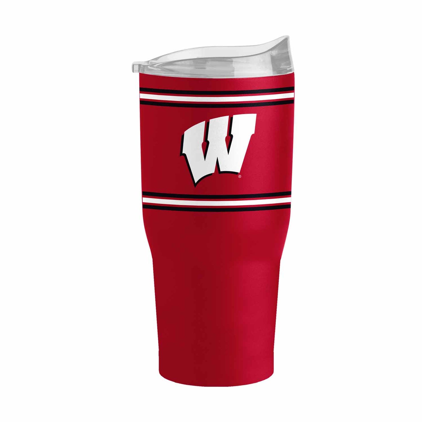 Wisconsin Badgers  NCAA 30 oz Stripe Powder Coat Tumbler Vacuum Insulated - Red