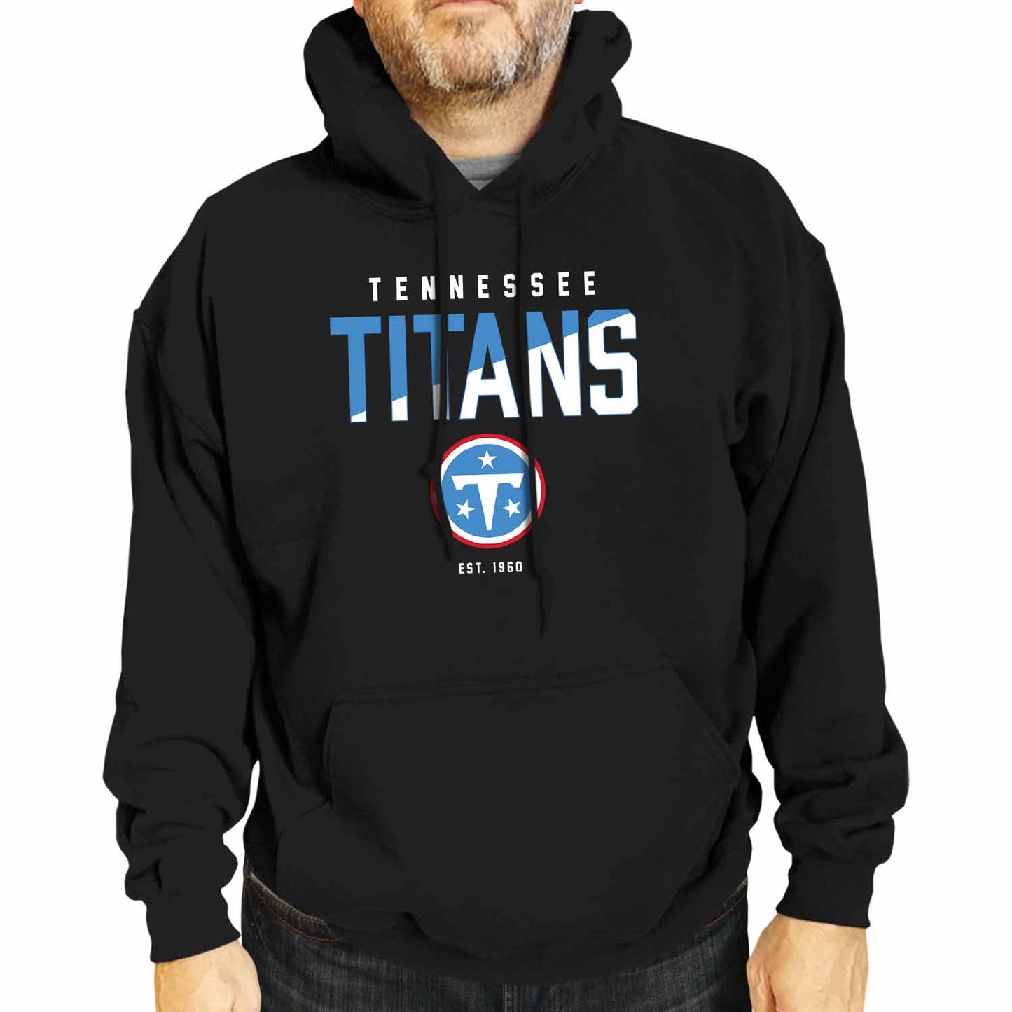 Tennessee Titans Adult NFL Diagonal Fade Fleece Hooded Sweatshirt - Black
