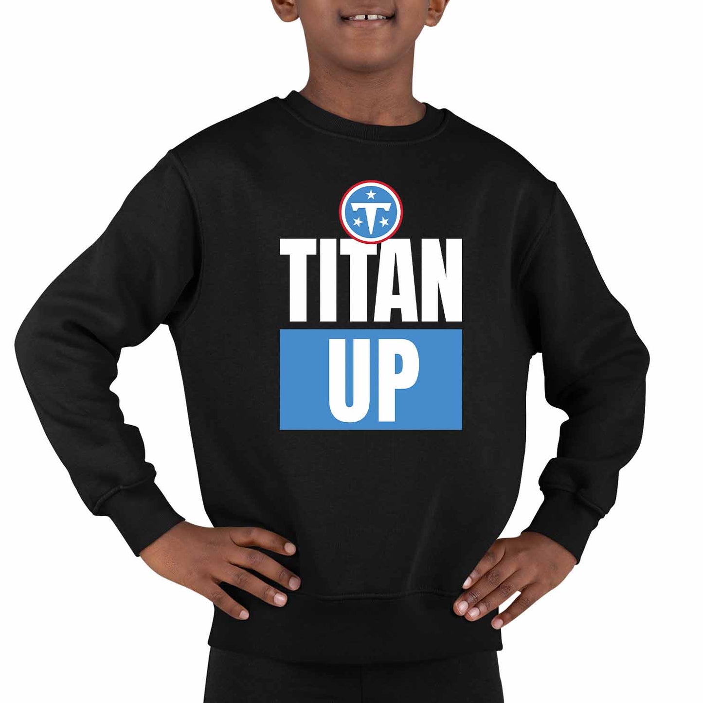 Tennessee Titans NFL Youth Team Slogan crewneck Sweatshirt - Black