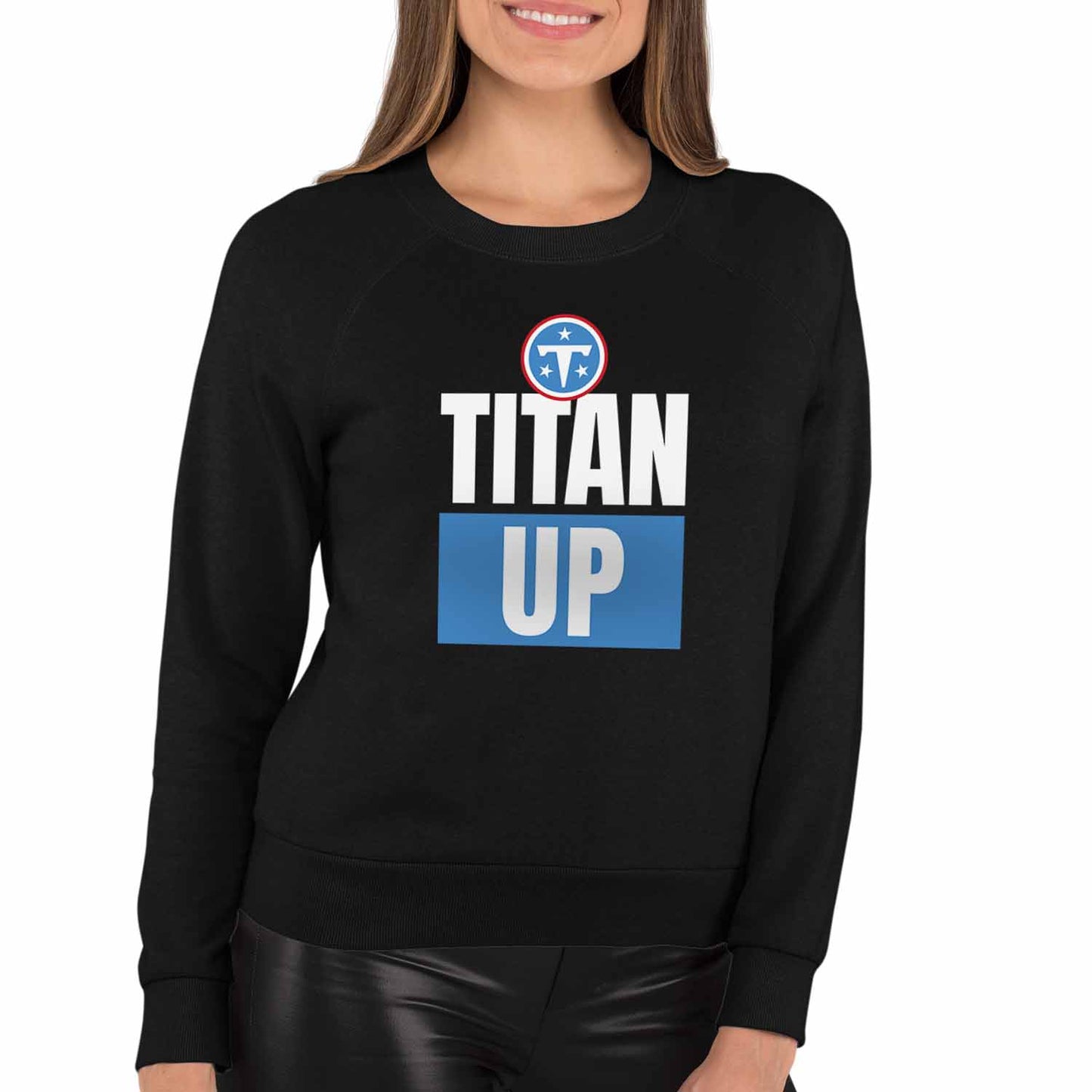 Tennessee Titans NFL Womens Team Slogan Crew Neck - Black