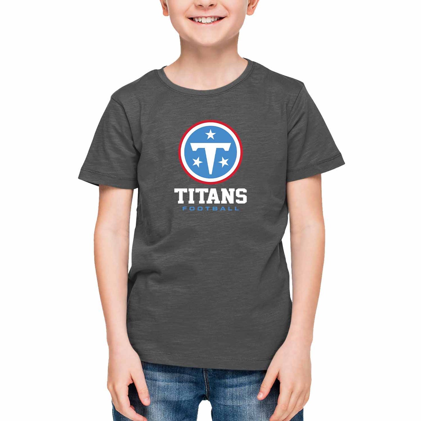 Tennessee Titans Youth NFL Big Logo Short Sleeve T-Shirt - Heather Charcoal