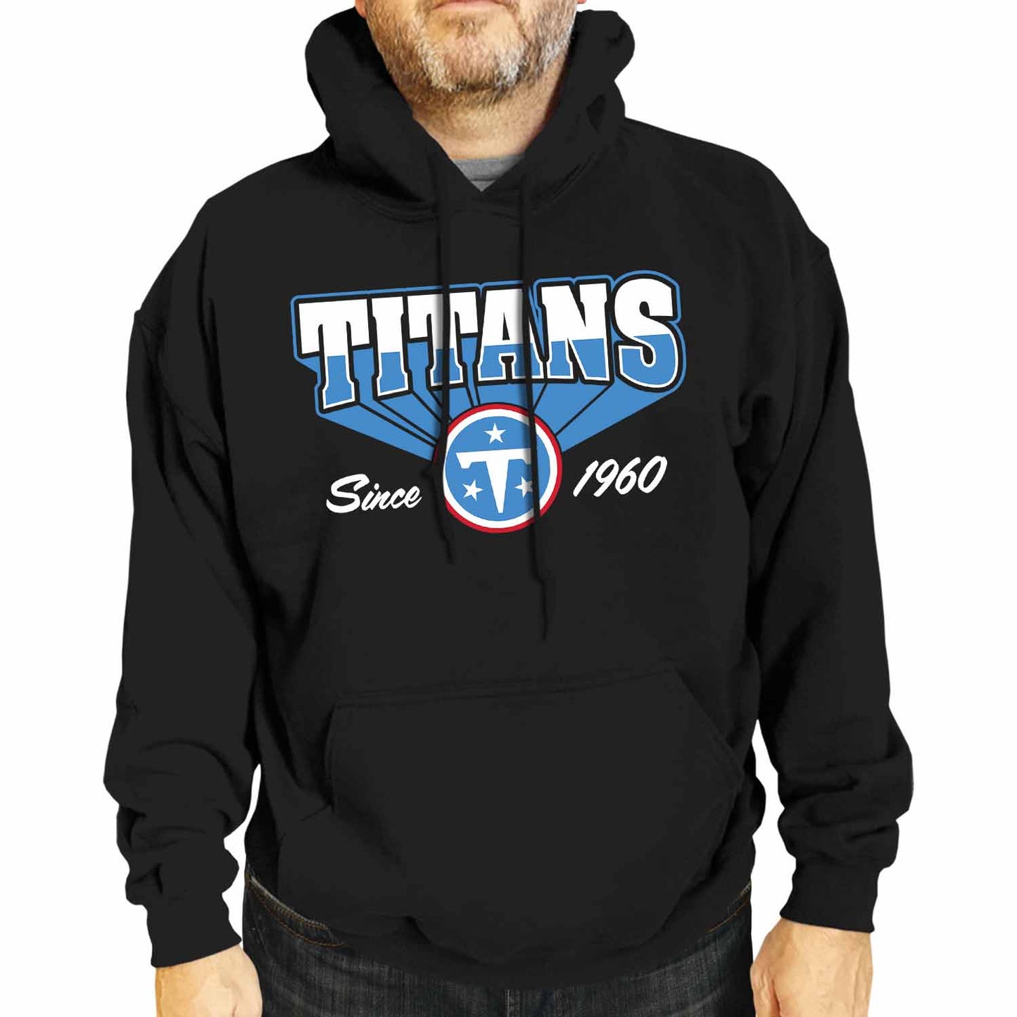 Tennessee Titans NFL Adult Unisex Vintage Block Ultra Soft Fleece Hooded Sweatshirt - Black