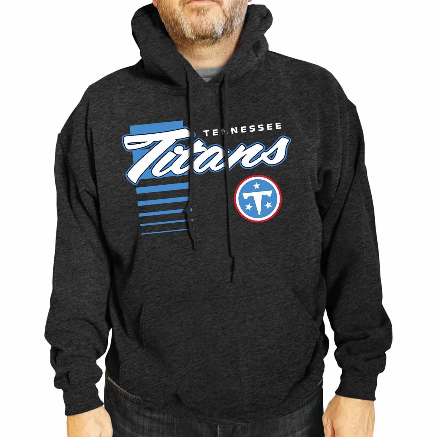 Tennessee Titans NFL Adult Unisex Retro Script Ultra Soft Fleece Hooded Sweatshirt - Heather Charcoal