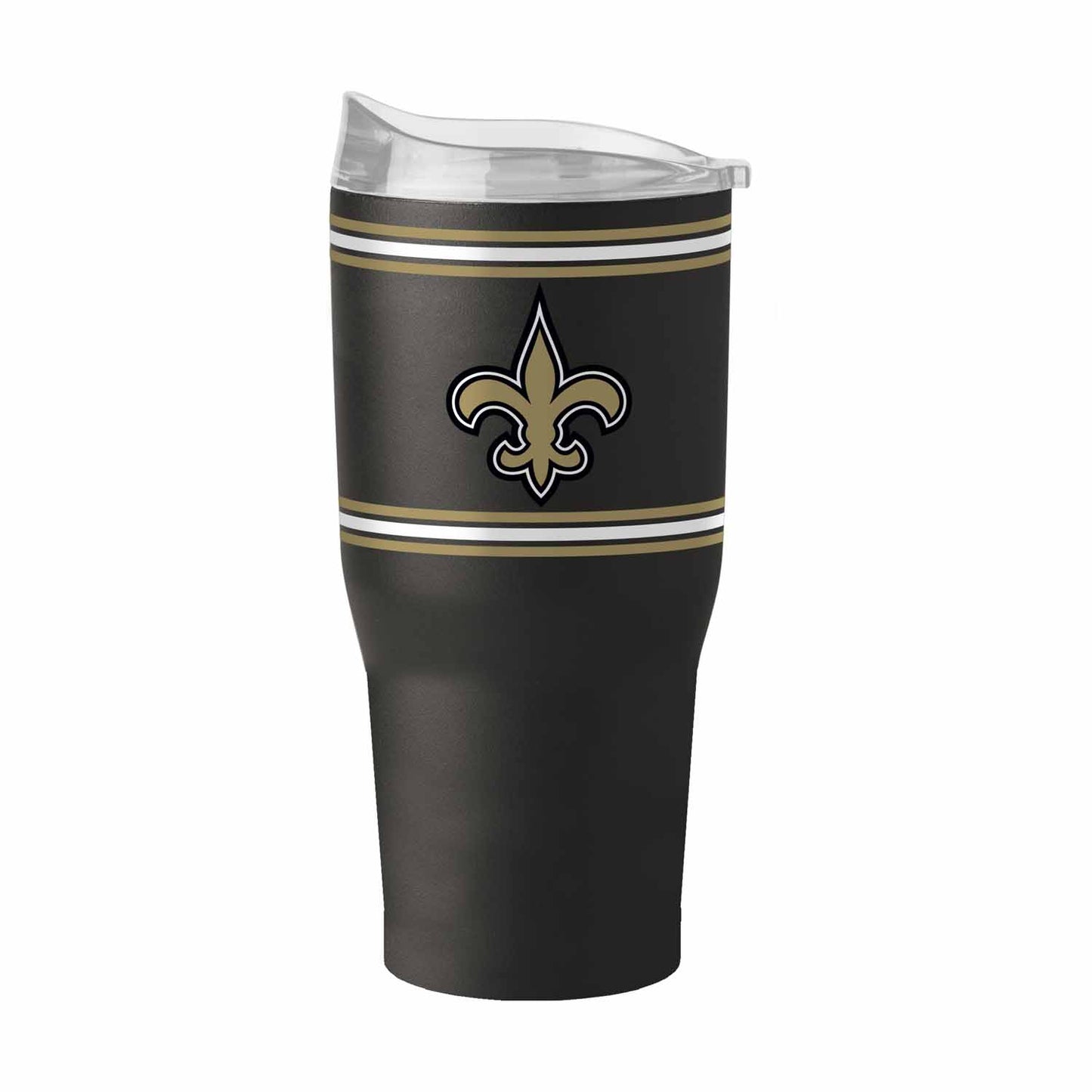 New Orleans Saints  30 oz Stripe Powder Coat Tumbler Vacuum Insulated - Black