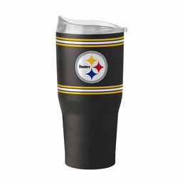 Pittsburgh Steelers  30 oz Stripe Powder Coat Tumbler | NFL Stainless - Black
