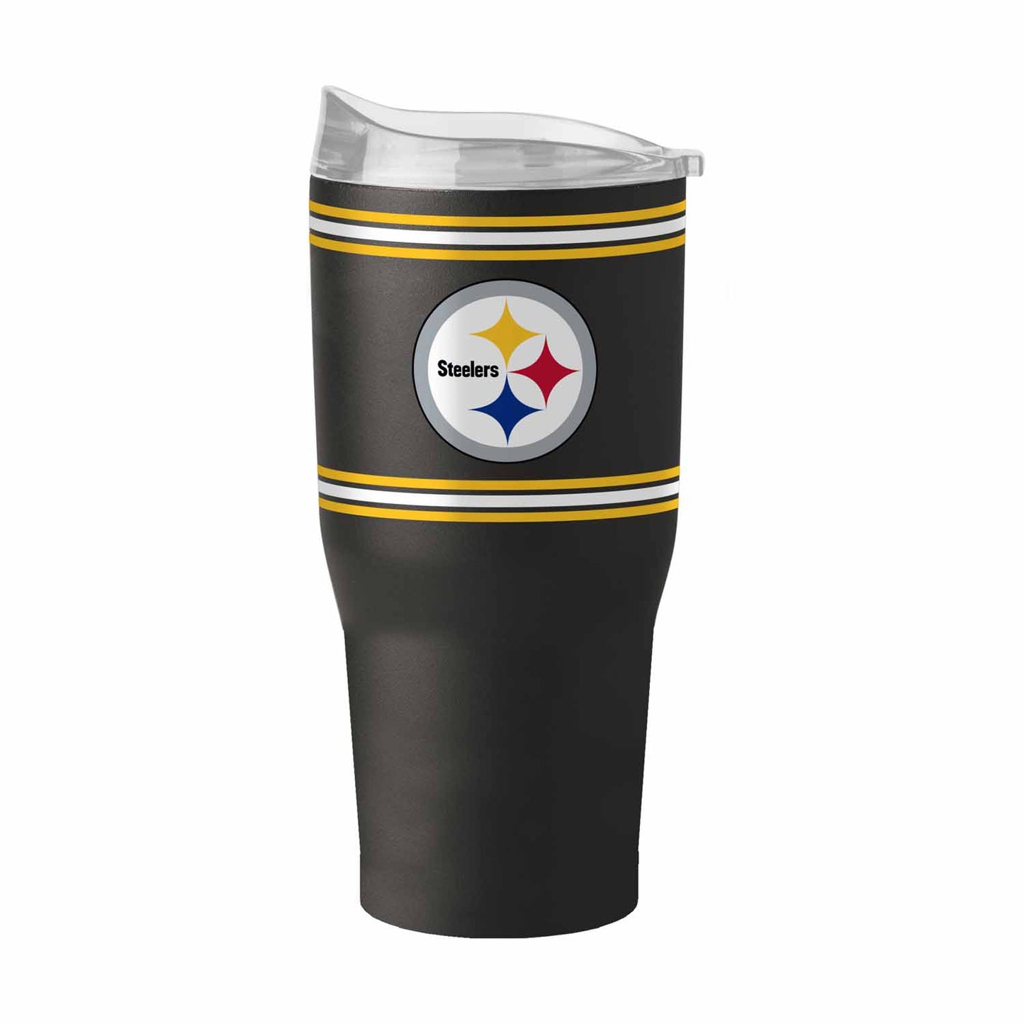 Pittsburgh Steelers  30 oz Stripe Powder Coat Tumbler Vacuum Insulated - Black
