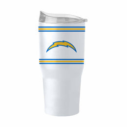 Los Angeles Chargers  30 oz Stripe Powder Coat Tumbler | NFL Stainless - White