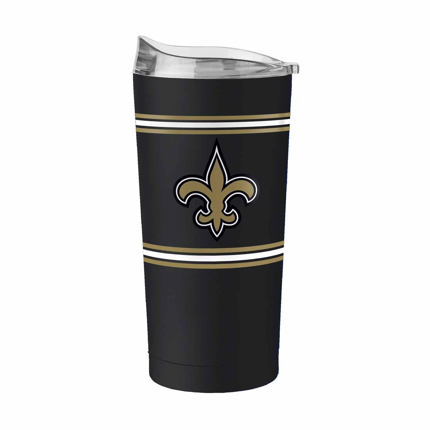 New Orleans Saints  20 oz Stripe Powder Coat Tumbler Vacuum Insulated - Black
