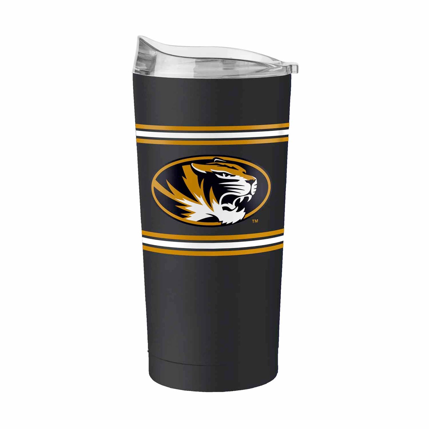Missouri Tigers  20 oz Stripe Powder Coat Tumbler Vacuum Insulated - Black
