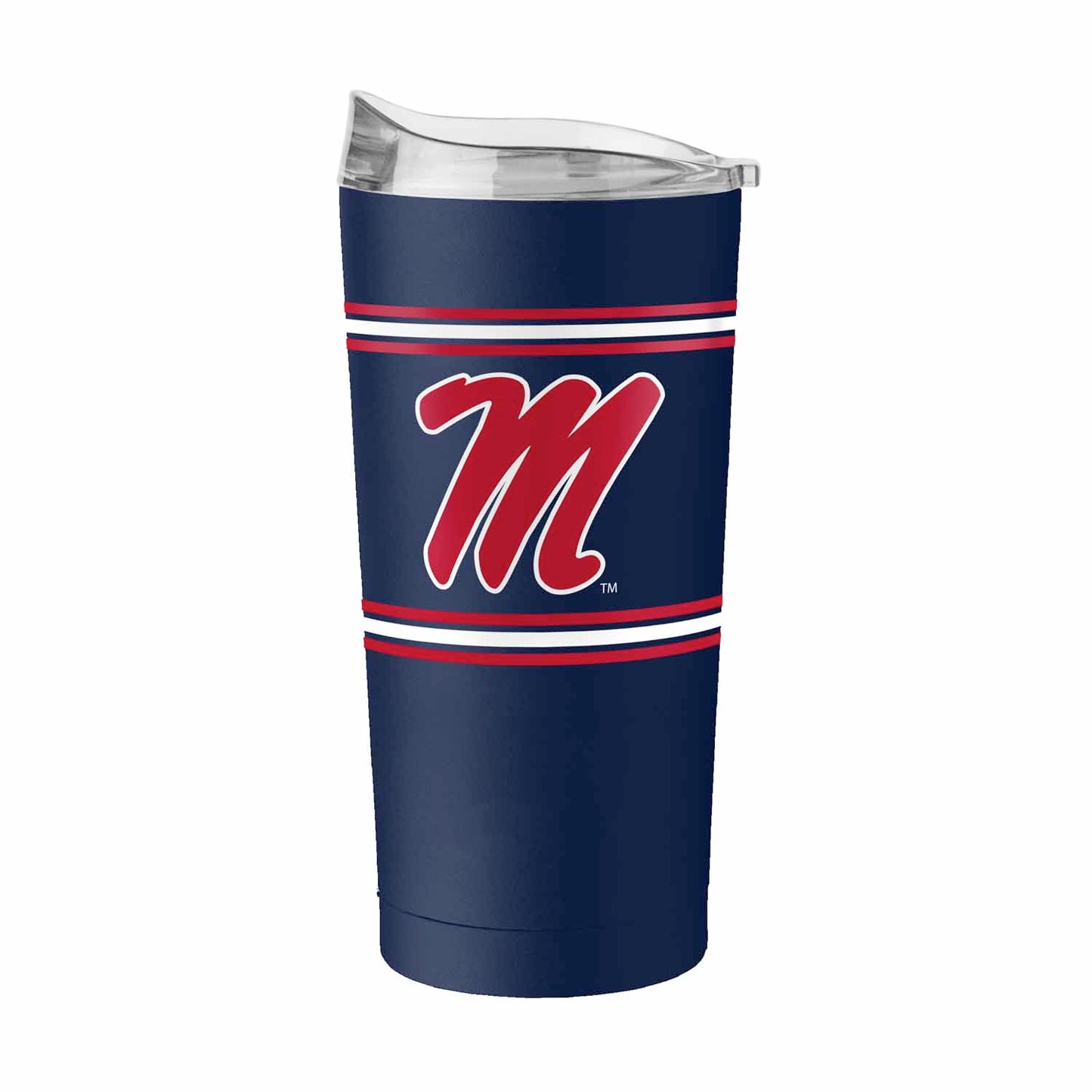 Ole Miss Rebels  20 oz Stripe Powder Coat Tumbler Vacuum Insulated - Navy