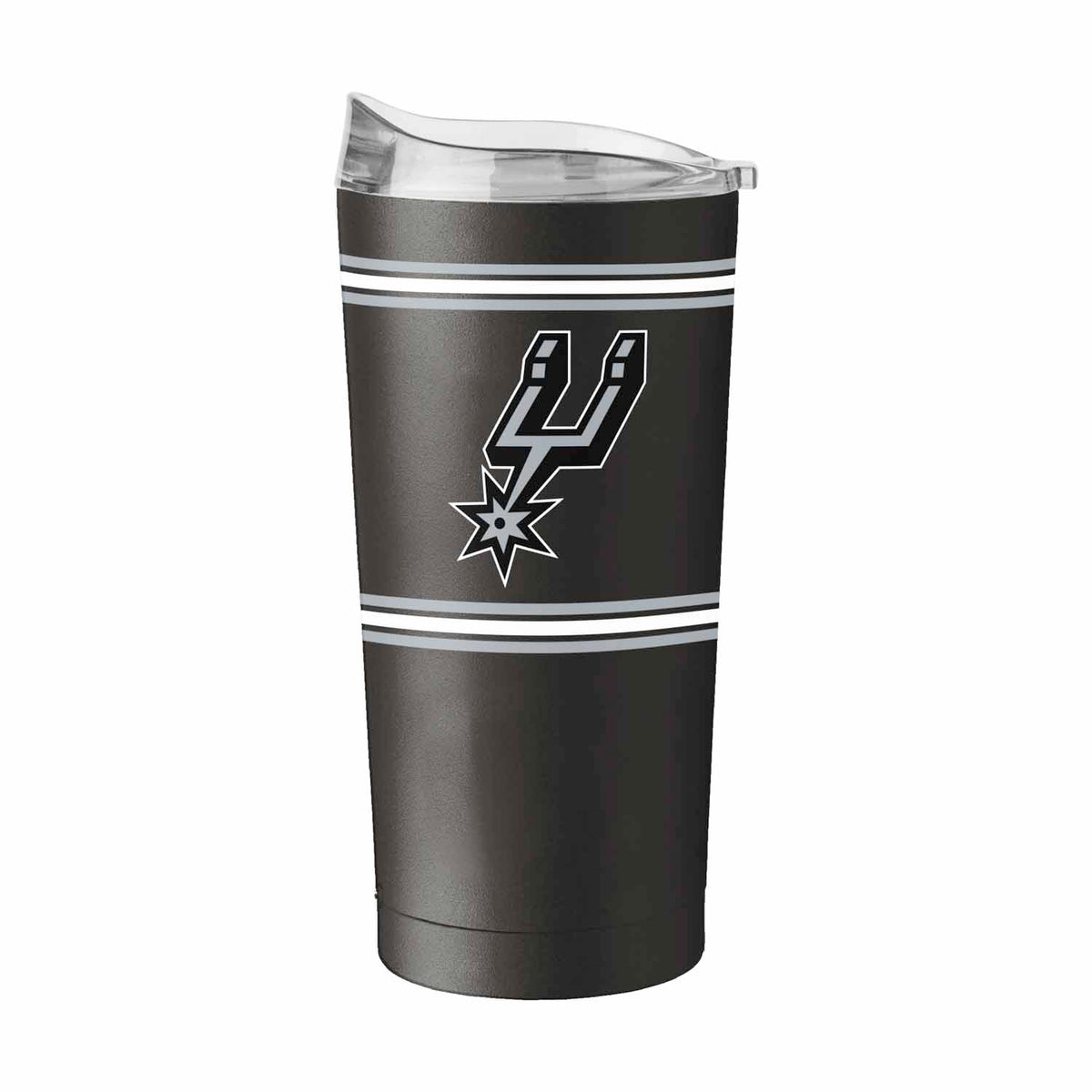 San Antonio Spurs  20 oz Stripe Powder Coat Tumbler Vacuum Insulated - Black