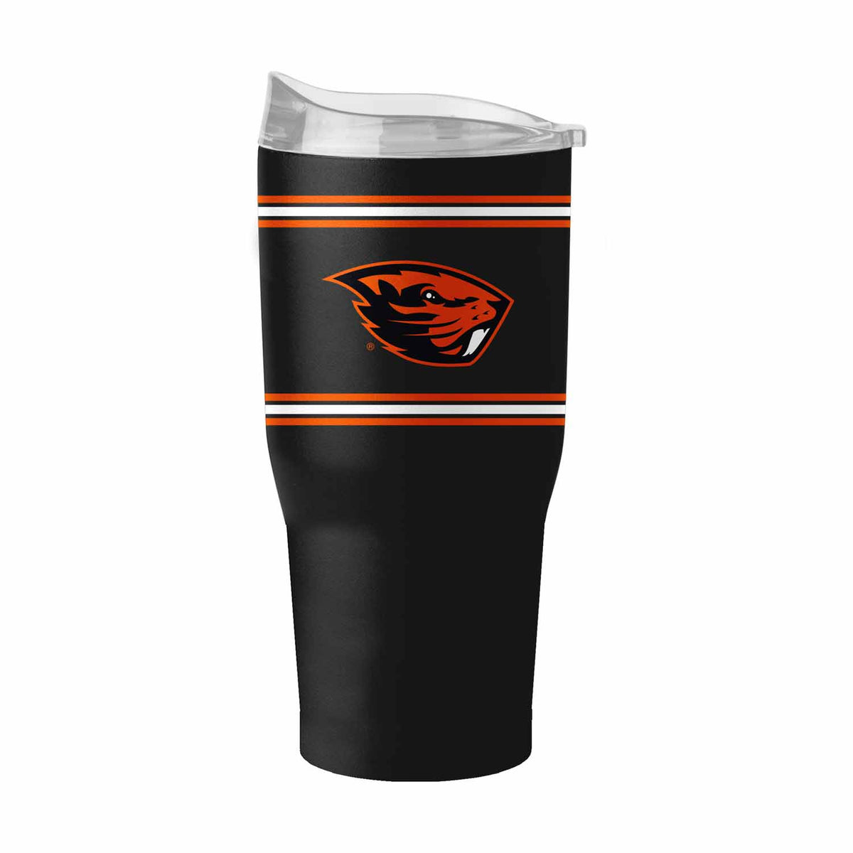 Oregon State Beavers  NCAA 30 oz Stripe Powder Coat Tumbler Vacuum Insulated - Black