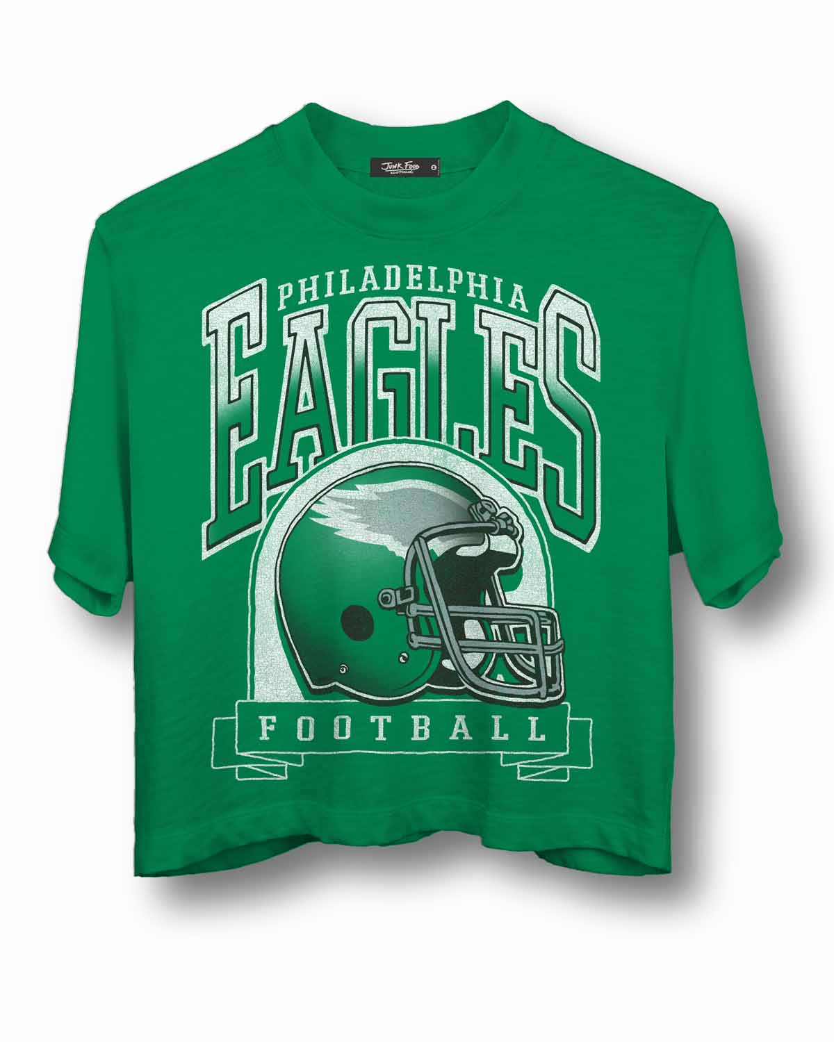 Philadelphia Eagles Junk Food NFL  Women's Franchise Helmet Crop T-Shirt - Kelly Green
