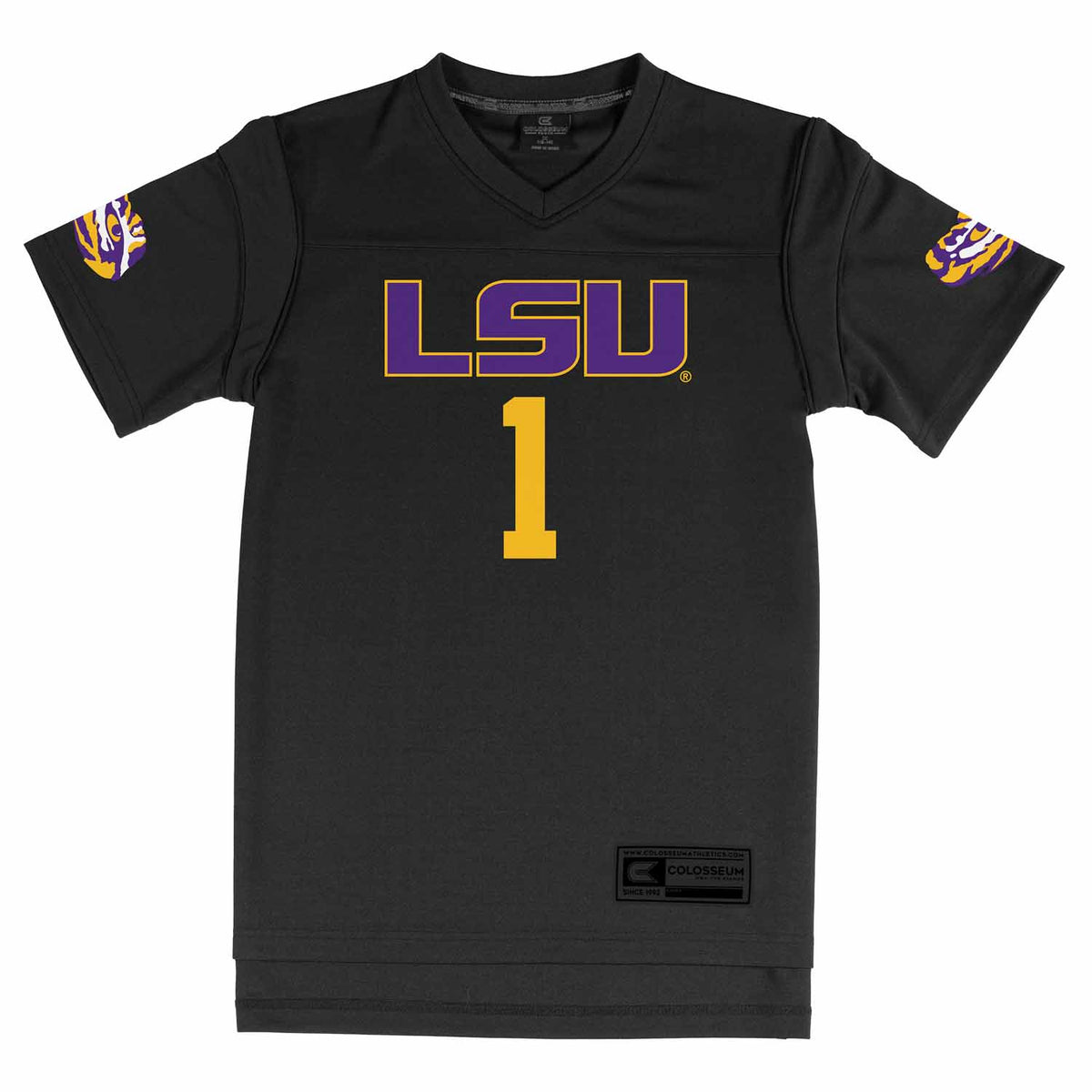 LSU Tigers  NCAA College Football Jersey Youth Officially licensed NCAA; 100% polyester jersey; screen-printed team graphics front back - Black