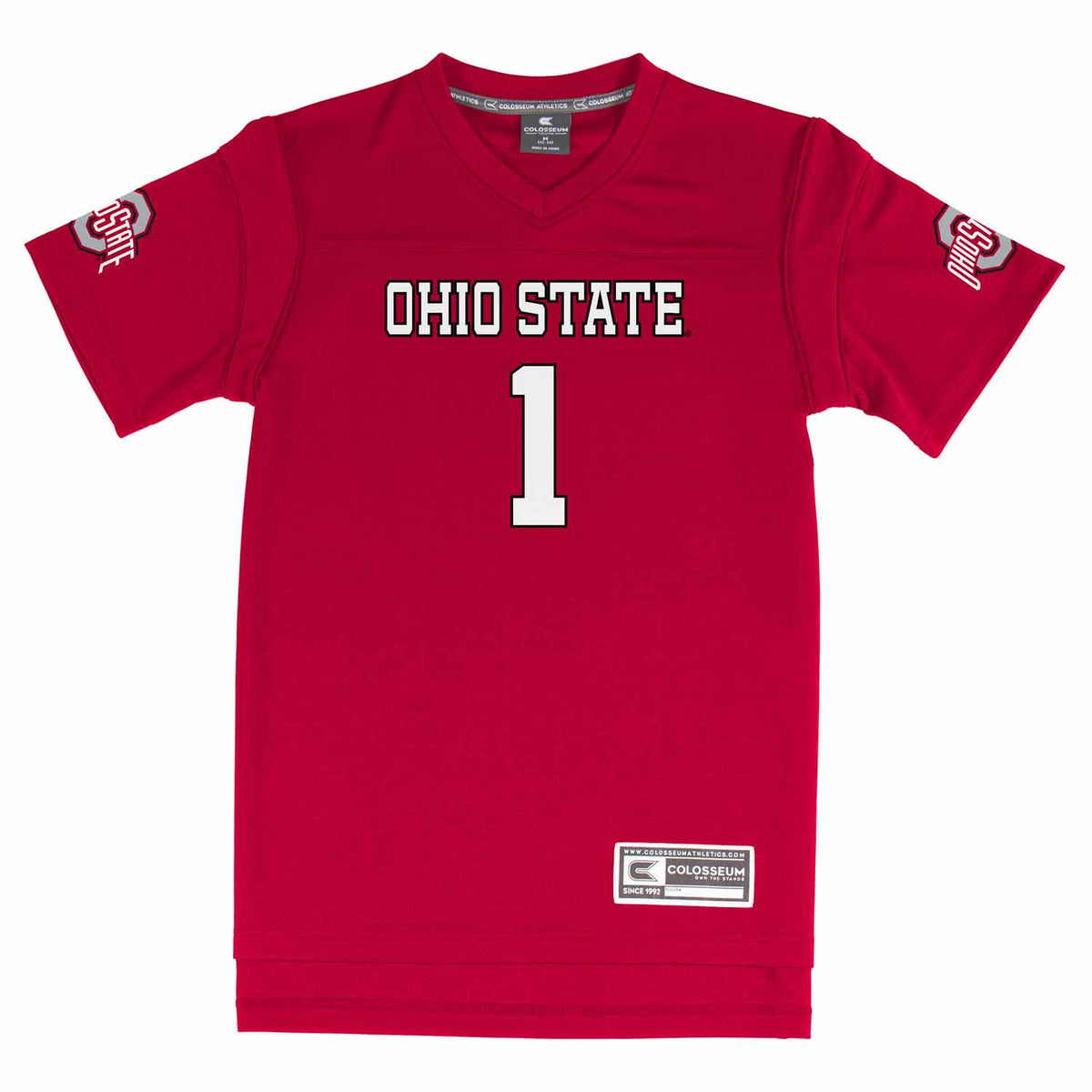 Ohio State Buckeyes  NCAA College Football Jersey Youth Officially licensed NCAA; 100% polyester jersey; screen-printed team graphics front back - Red