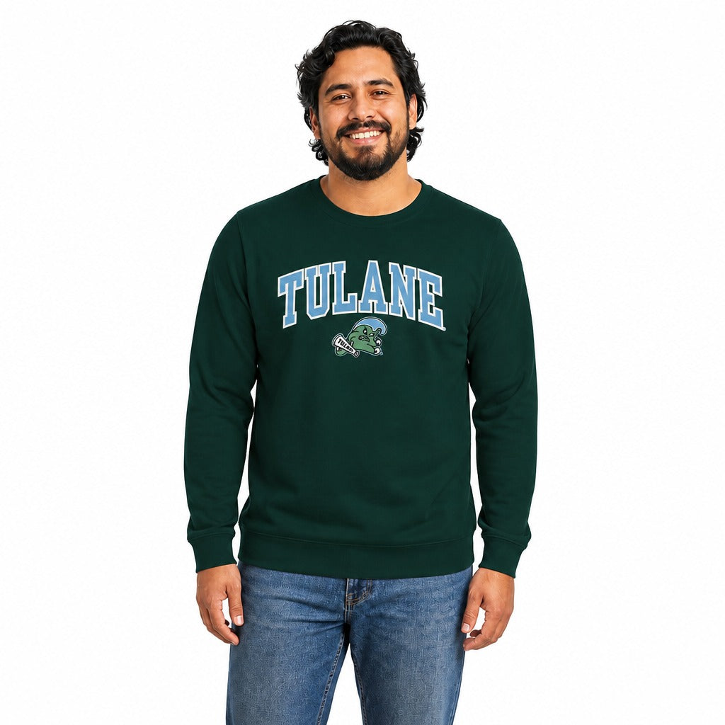 Tulane Green Wave  NCAA Tackle Twill Crewneck Sweatshirt Men Women - Green