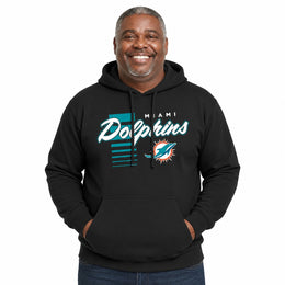 Miami Dolphins  Retro Script Fleece Hoodie - Black
