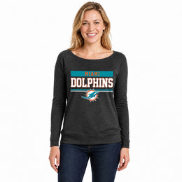 Miami Dolphins  NFL Women's French Terry Crewneck Sweatshirt - Charcoal