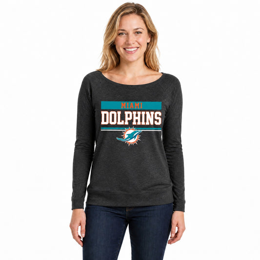 Miami Dolphins  NFL Women's French Terry Crewneck Sweatshirt - Charcoal