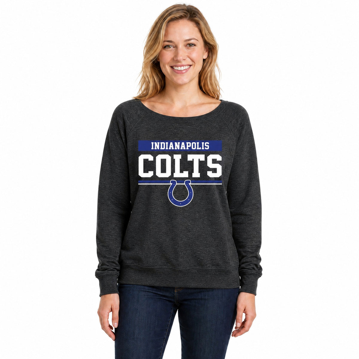 Indianapolis Colts  NFL Women's French Terry Crewneck Sweatshirt - Charcoal