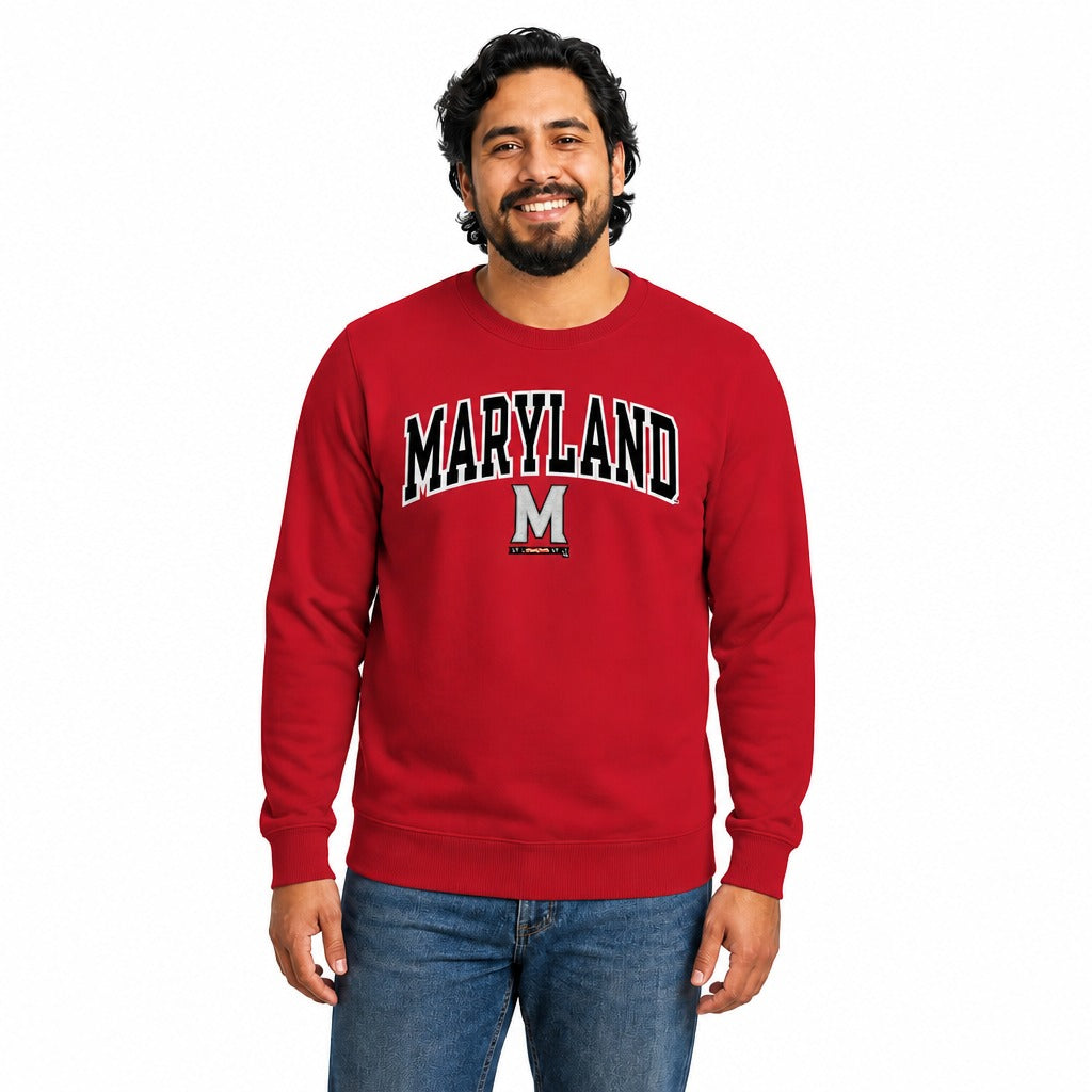 Maryland Terrapins  NCAA Tackle Twill Crewneck Sweatshirt Men Women - Red
