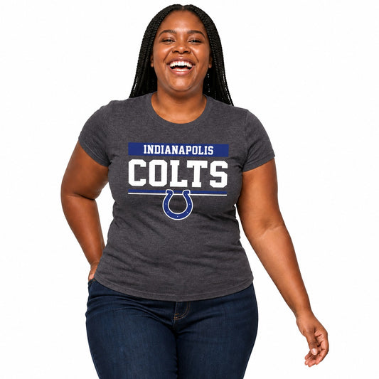 Indianapolis Colts  Women's Plus Size NFL Team Block Charcoal T-Shirt Tee - Charcoal