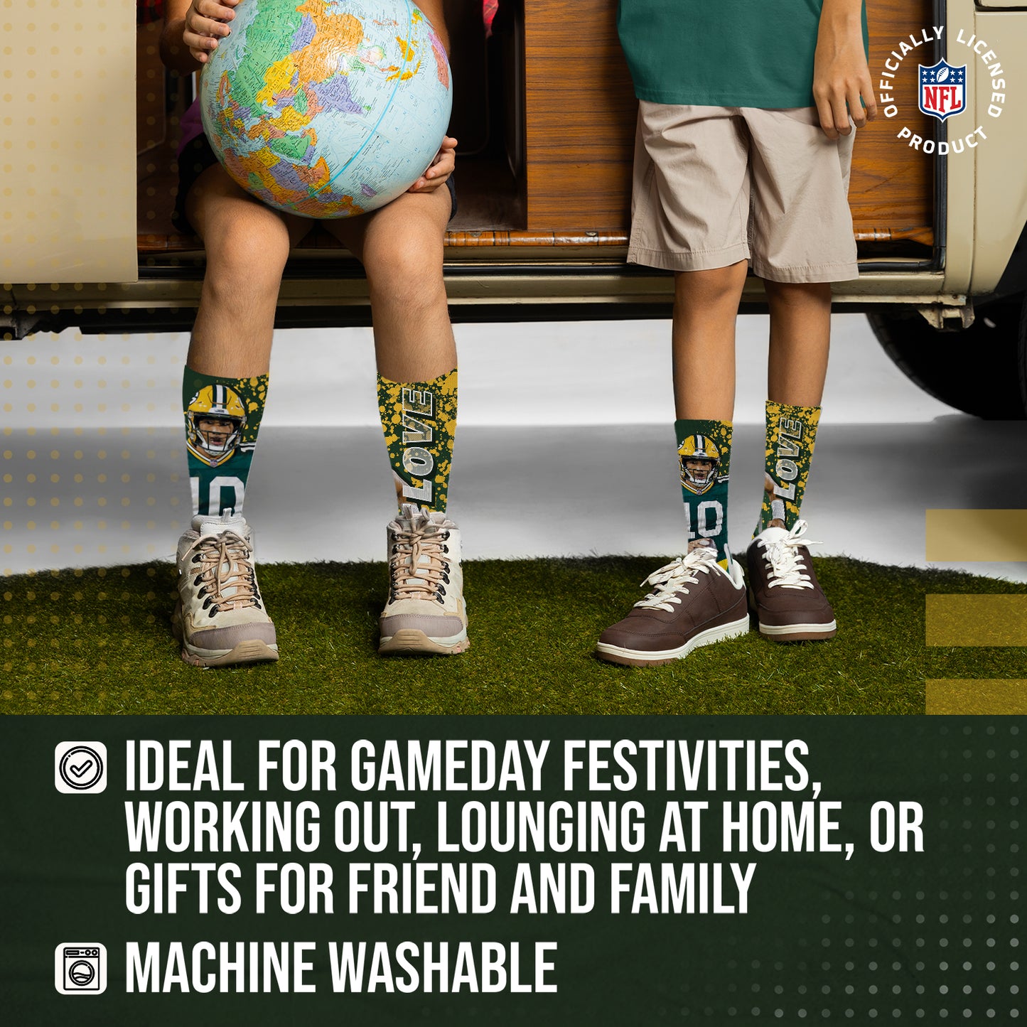 Green Bay Packers Youth NFL Player Stripe Sock - Green