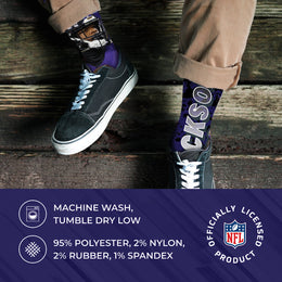 Baltimore Ravens NFL Youth V Curve MVP Lamar Jackson Player Crew Socks - Black
