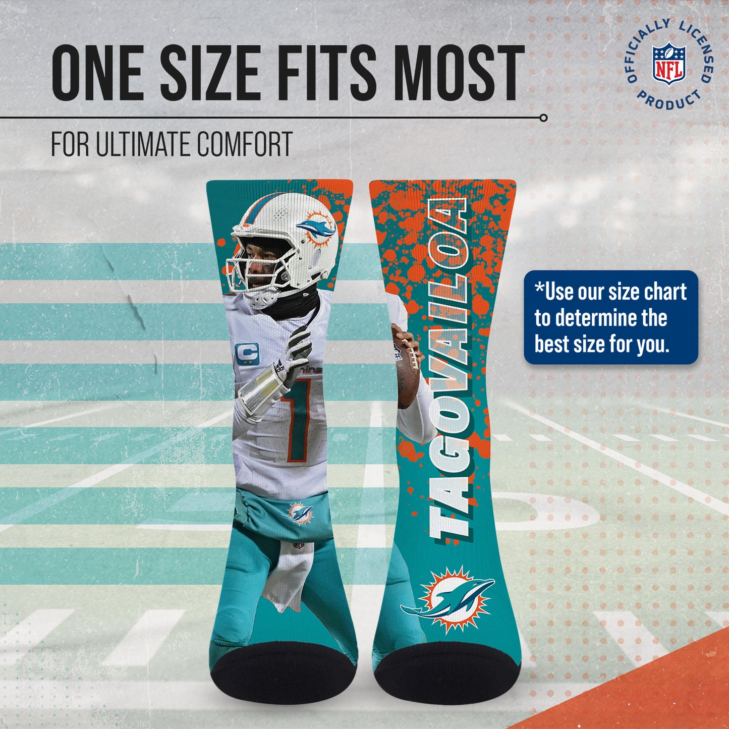 Miami Dolphins NFL Youth Player Stripe Sock - Teal