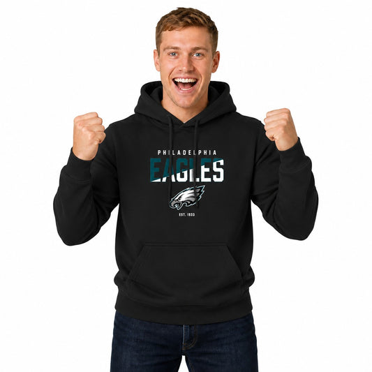 Philadelphia Eagles  Color Block Diagonal Fade Fleece Pullover Hoodie - Black