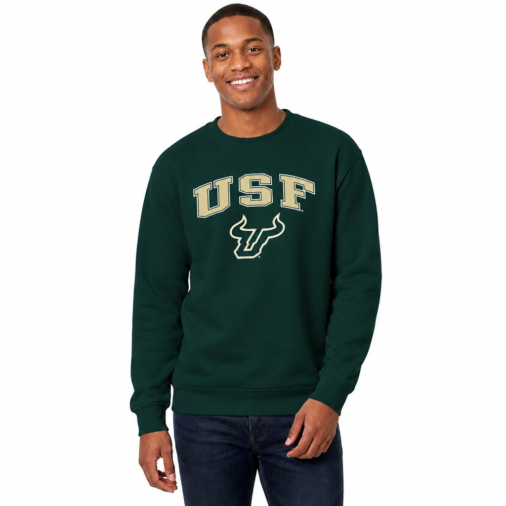 USF Bulls Fleece Pullover Crewneck Sweatshirt for Men and Women - Green