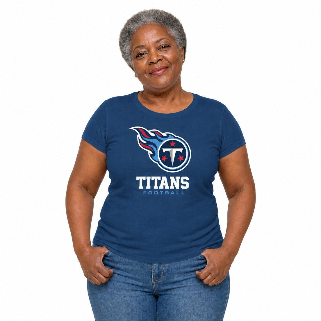 Tennessee Titans  Women's NFL Big Logo Cotton T-Shirt - Navy
