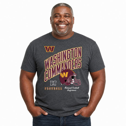 Washington Commanders  NFL Distressed Helmet Tee - Heather Charcoal