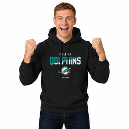 Miami Dolphins  NFL Diagonal Fade Color Block Fleece Pullover Hoodie - Black