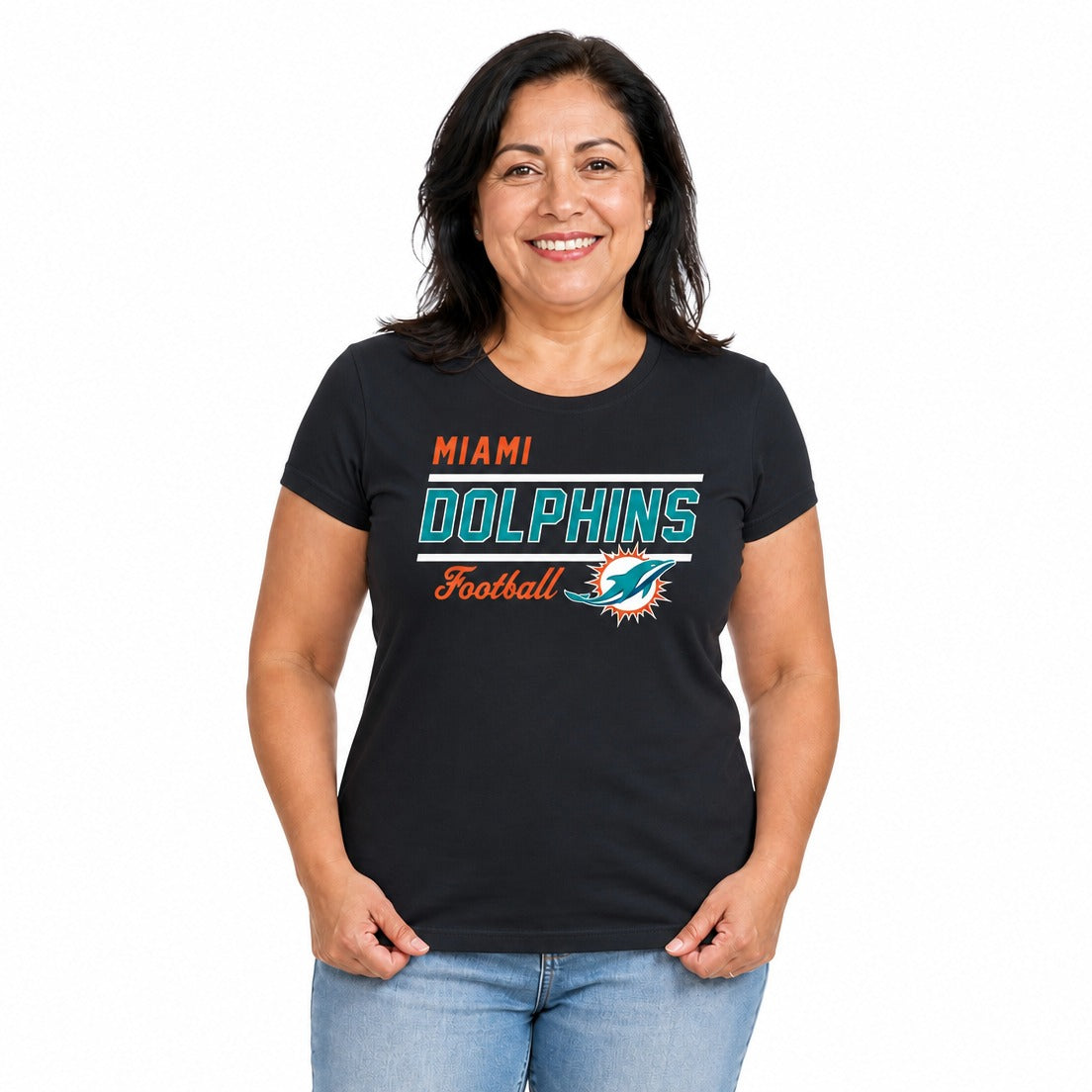 Miami Dolphins  NFL Women's Gameday Short Sleeve Crew Neck T-Shirt - Black