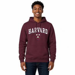 Harvard Crimson Arch & Logo Gameday Hoodie NCAA Fleece Pullover - Maroon